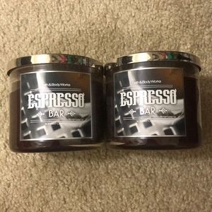 Two bath&body works espresso 3 wick candles